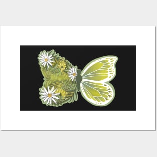 Floral butterfly design- succulents and daisy sticker Posters and Art